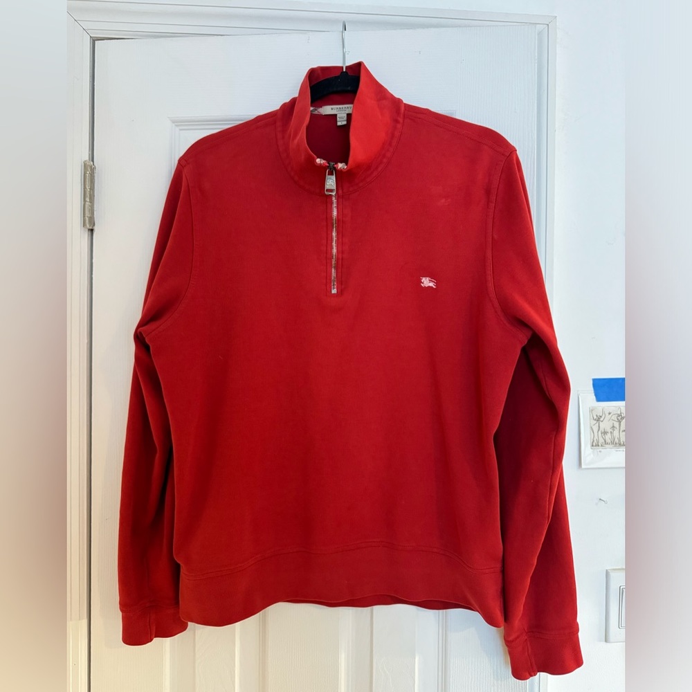 Burberry London Large 3/4th Zip Red Sweater